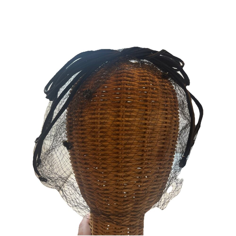 VINTAGE BLACK VEIL TULLE NETTING BOWS Face HAIR COVER